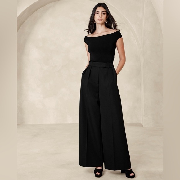 NWT! Banana Republic Black Cruise Wide Leg Pants - Multiple 🧡 - Picture 1 of 8